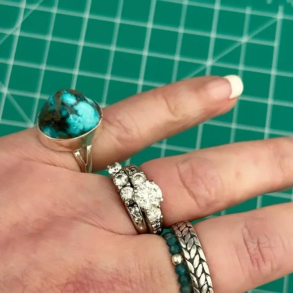 Egyptian turquoise sterling silver ring